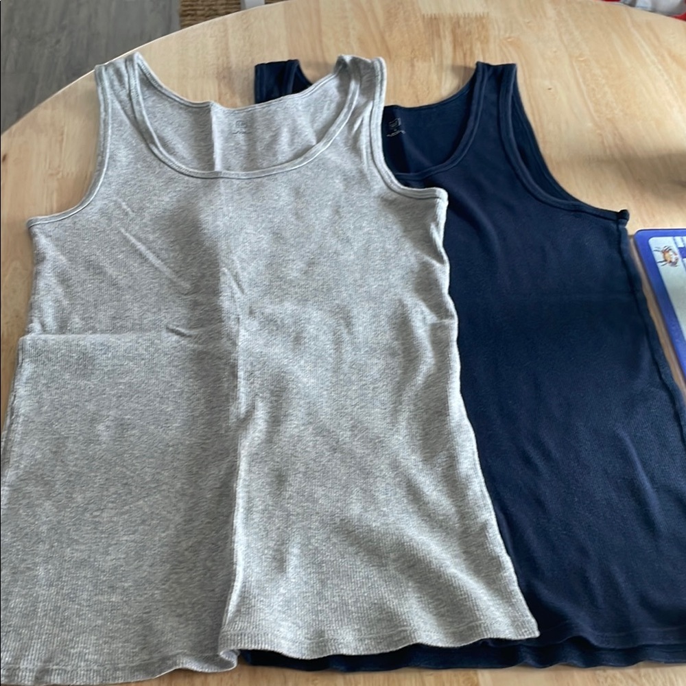 GAP ribbed Gray and Navy Blue Tank Tops